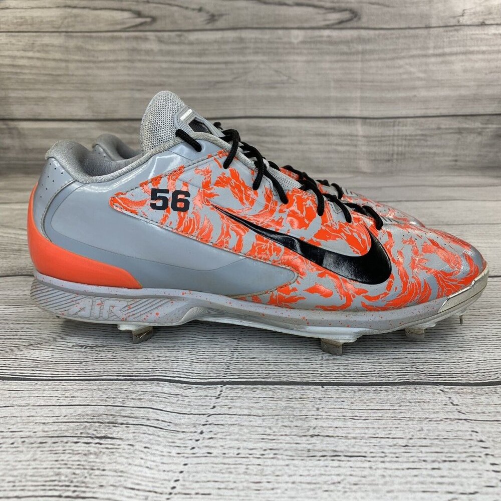 Nike ID Alpha Huarache Elite 2 Men Size 13.5 Baseball Cleats 646622 Gray/Orange